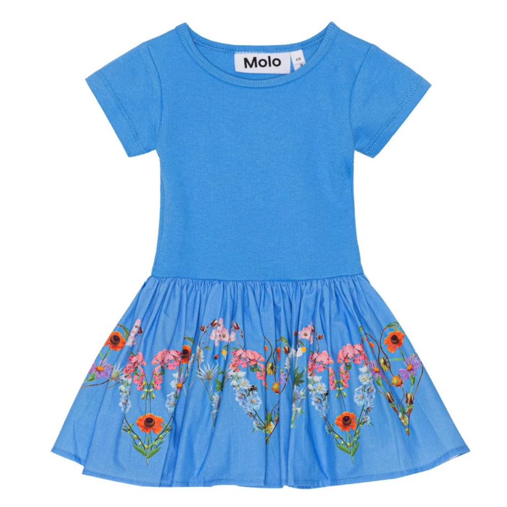 Molo Light Blue Dress with Floral Accents